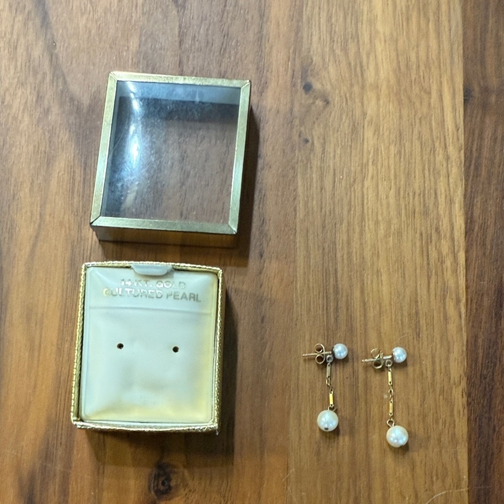 14k Gold Pearl Earrings Vintage